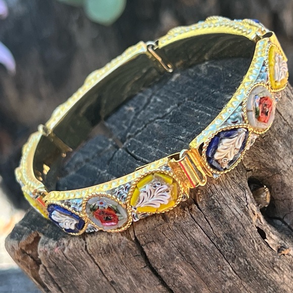 Jewelry - Vintage Italian Micro-Mosaic Link Bracelet – Size 7 – Excellent Condition